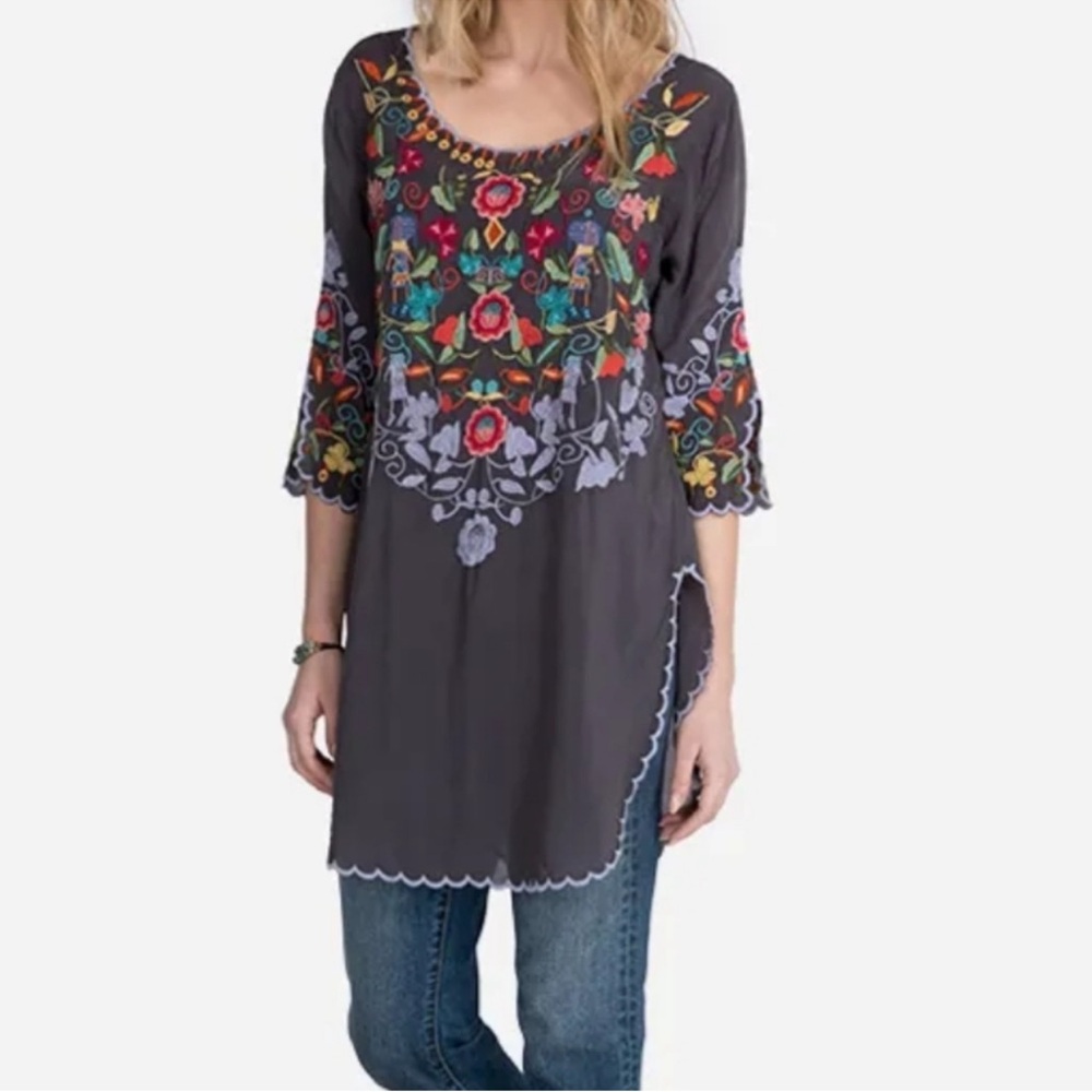 Johnny Was Multicolor Embroidered Tunic